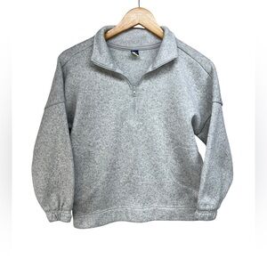 Old Navy Pull Over Half Zip Fleece Lined Sweater Light Heather Gray Boys 10/12